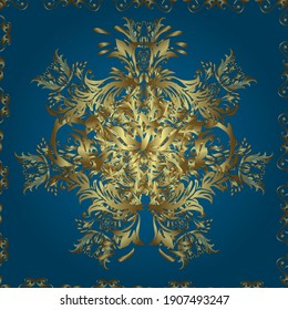 Retro baroque decorations element with flourishes calligraphic ornament. Vintage style design for Posters, Placards, Invitations, Badges and Logotypes. Seamless. Vector. Illustration in blue colors.