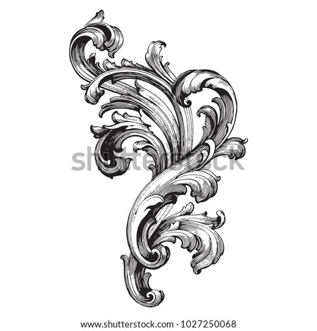 Retro baroque decorations element with flourishes calligraphic ornament. Vintage style design collection for Posters, Placards, Invitations, Banners, Badges and Logotypes.