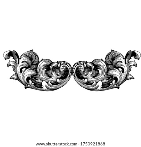 Retro baroque decorations element with flourishes calligraphic ornament. Vintage style design collection for Posters, Placards, Invitations, Banners, Badges and Logotypes.
