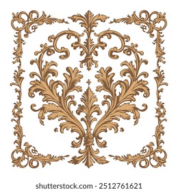 Retro baroque decorative design element isolated on white background.