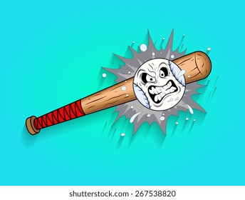 Retro Baseball and Bat Mascot Vector