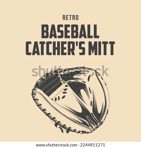 Retro Baseball Catcher`s Mitt Vector Illustration