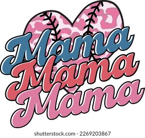 Retro Baseball Mama Leopard Sports Mom T Shirt Design