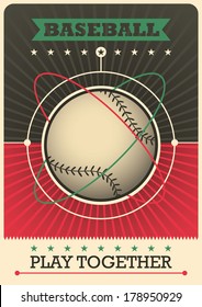 Retro Baseball Poster Design. Vector Illustration.