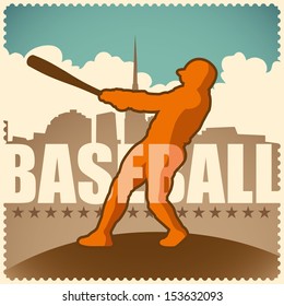 Retro baseball poster. Vector illustration.
