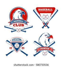 Retro baseball sports vector badges for boys sportswear. Baseball banner label for print clothes, university or school, emblem baseball team illustration