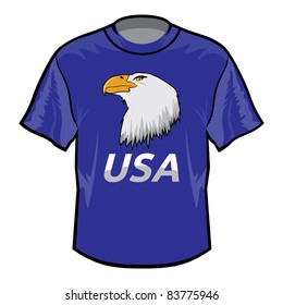 Retro basic T-shirt with USA eagle print