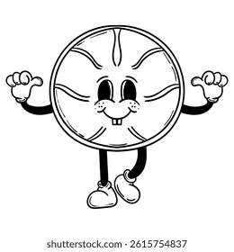 Retro basketball character in groovy vintage Style
