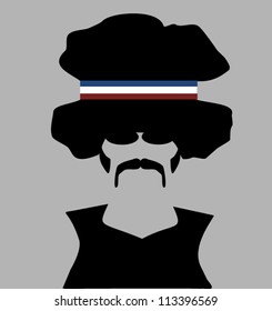 retro basketball player with afro and headband