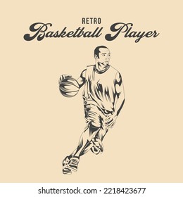 Retro Basketball Player Vector Stock Illustration