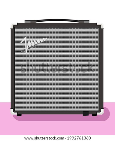 Retro bass combo. Instrument for bass guitarist. Illustration on the theme of jazz, rock and metal. Bass combo amplifier. Column for a concert. For live music performances. Monitoring for rehearsals.
