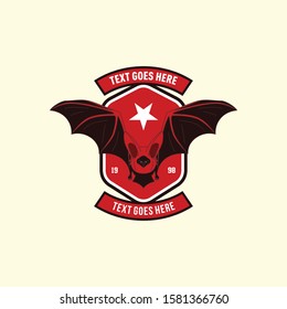 Retro bat animal emblem logo template