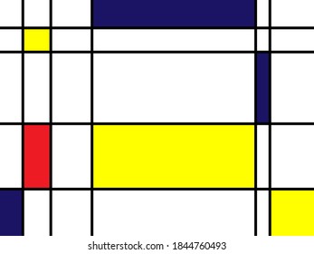 Retro Bauhaus banner with white, red, blue and yellow rectangles and squares