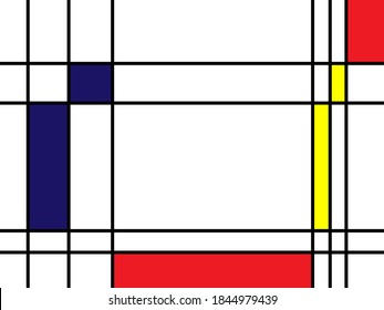 Retro Bauhaus banner with white, red, blue and yellow rectangles and squares