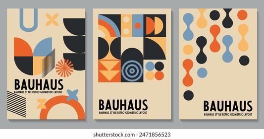 Retro Bauhaus inspired Geometric post modern layout set vector