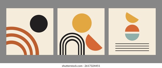 Retro Bauhaus poster featuring abstract shapes and vintage colors—great for artists, designers, or home decorators. Perfect for year-round wall art, creative projects, or modern branding needs.