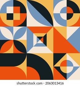 Fondo Retro Bauhaus Seamless. Ilustración vectorial del patrón geométrico.