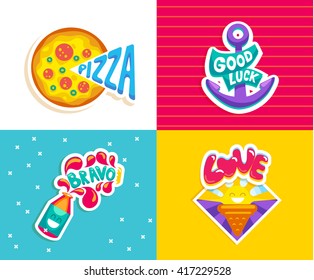 Retro beach emblems. Summer stickers.