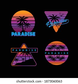 retro beach logo template design