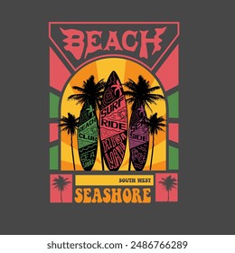 Retro Beach Poster summer beach typography t shirt design