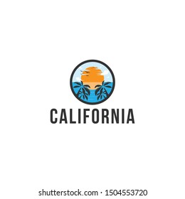 Retro Beach Stamp Logo design inspiration - vector