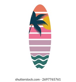 Retro Strand Sonnenuntergang Palmen Surfbekleidung