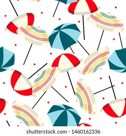 Retro beach umbrella mix with red polka dots seamless pattern in vector . Design for fashion , fabric, web , wallpaper , and all prints on white background color