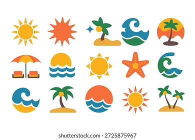 Retro Beach Vibes Icon Set 