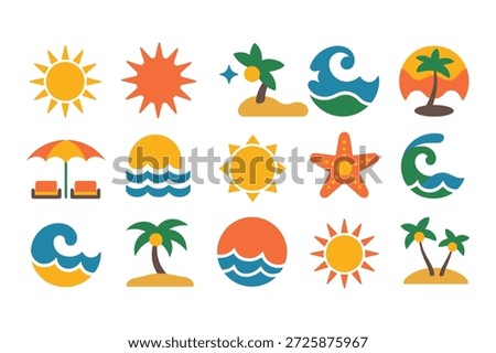 Retro Beach Vibes Icon Set 