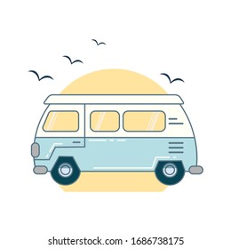 Retro beads in white background .Retro car.Vector