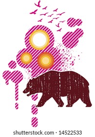 retro bear illustration
