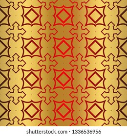 Retro Beautiful Seamless Geometric Ornament Vector Illustration. Abstract. Paper For Scrapbook. For your advert design, presentation, wallpaper, business. Gold red color.