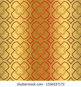 Retro Beautiful Seamless Geometric Ornament Vector Illustration. Abstract. Paper For Scrapbook. For your advert design, presentation, wallpaper, business. Gold red color.