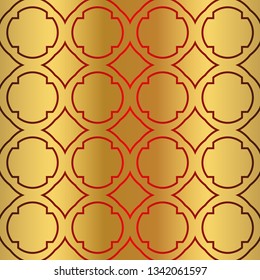 Retro Beautiful Seamless Geometric Ornament Vector Illustration. Abstract. Paper For Scrapbook. For your advert design, presentation, wallpaper, business. Gold red color.