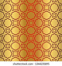 Retro Beautiful Seamless Geometric Ornament Vector Illustration. Abstract. Paper For Scrapbook. For your advert design, presentation, wallpaper, business. Gold red color.