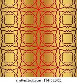 Retro Beautiful Seamless Geometric Ornament Vector Illustration. Abstract. Paper For Scrapbook. For your advert design, presentation, wallpaper, business. Gold red color.