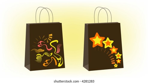 retro beautiful vector tags and bags with figures