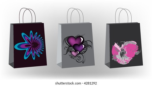 retro beautiful vector tags and bags with figures