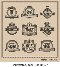 Retro Beer Labels and Icons - Vector Design Set