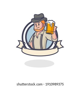 Logotipo de vectores de mascota Retro Beer Man