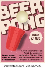 retro beer pong vector illustration poster template vintage color