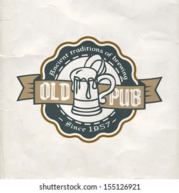 retro beer retro styled sticker of brew good as a template of publicity editable layered vector retro beer classical vacation cream ritual genuine isolated unique black holiday celebrating mark froth