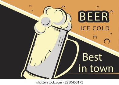 Retro beer vector poster. Vintage label or banner design for Oktoberfest.