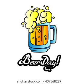 Retro beer vector poster. Vintage poster template for cold beer. day beer