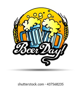 Retro beer vector poster. Vintage poster template for cold beer. day beer