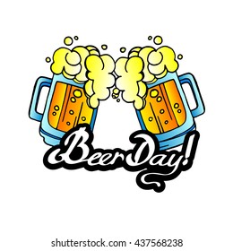 Retro beer vector poster. Vintage poster template for cold beer. day beer