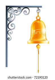 retro bell at bracket vector illustration isolated on white background eps10