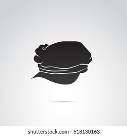 Retro beret, hat icon on white background. Vector art.