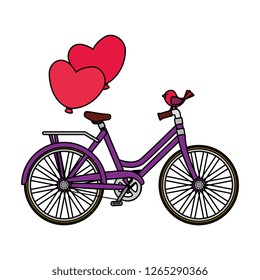 retro bicycle with balloons air and bird