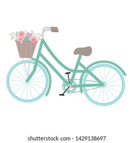 retro bicycle with basket and floral decoration